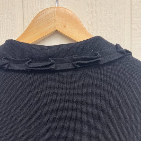 Talbots Ruffle Trim Collar Knit Cardigan Black Medium - Picture 8 of 8